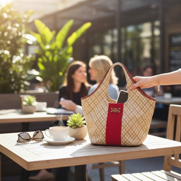 Kate Spade Stevie Classic Cream & Tan Signature Logo Jacquard Hobo Bag - Picture 3 of 13